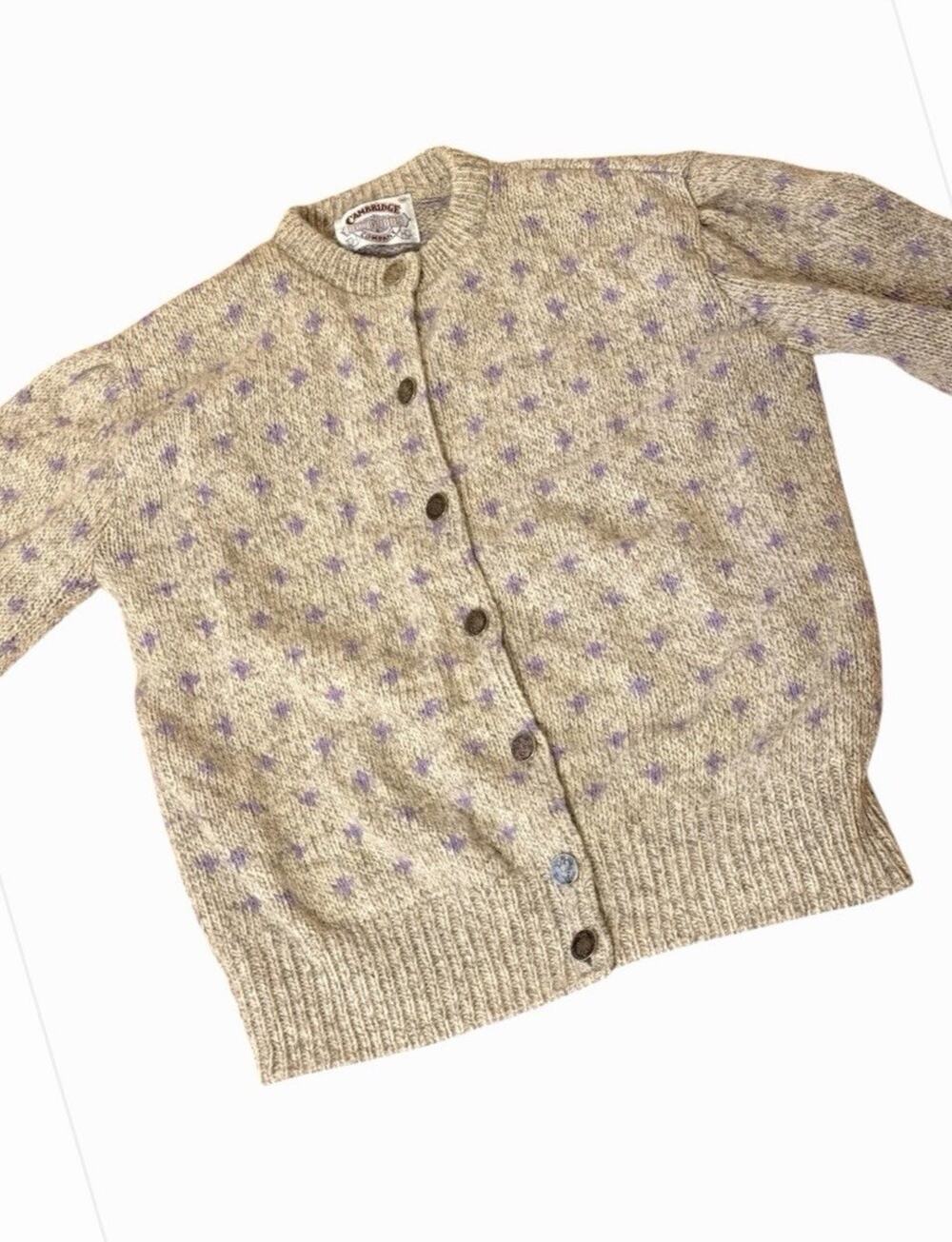 VINTAGE Cambridge Dry Goods Cardigan Sweater Medium Metal Buttons 3492-10